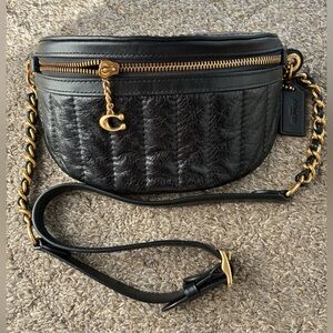 COACH Quilted Leather Chain Belt Bag w/brass hardware.